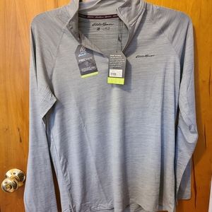 Eddie Bauer Mens Long Sleeve 1/4 Zip Pullover Freeshade Style - UPF Protection